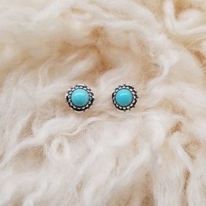 Pandora turquoise birthday blooms studs